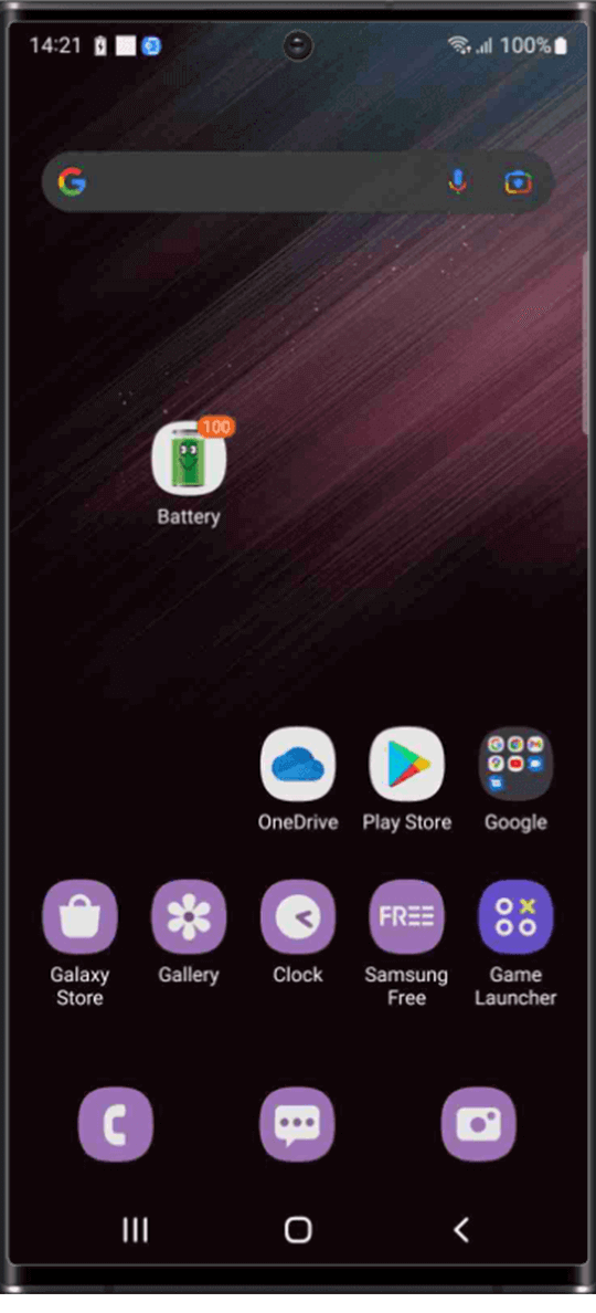 Samsung screenshot for settings