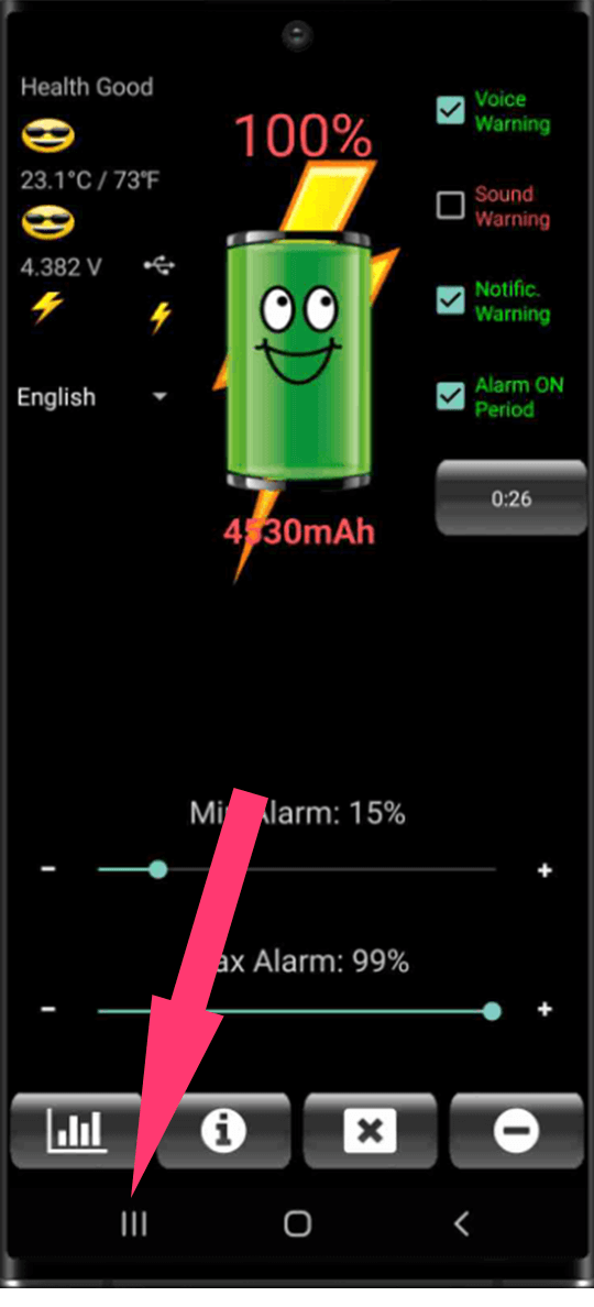 Samsung screenshot for settings