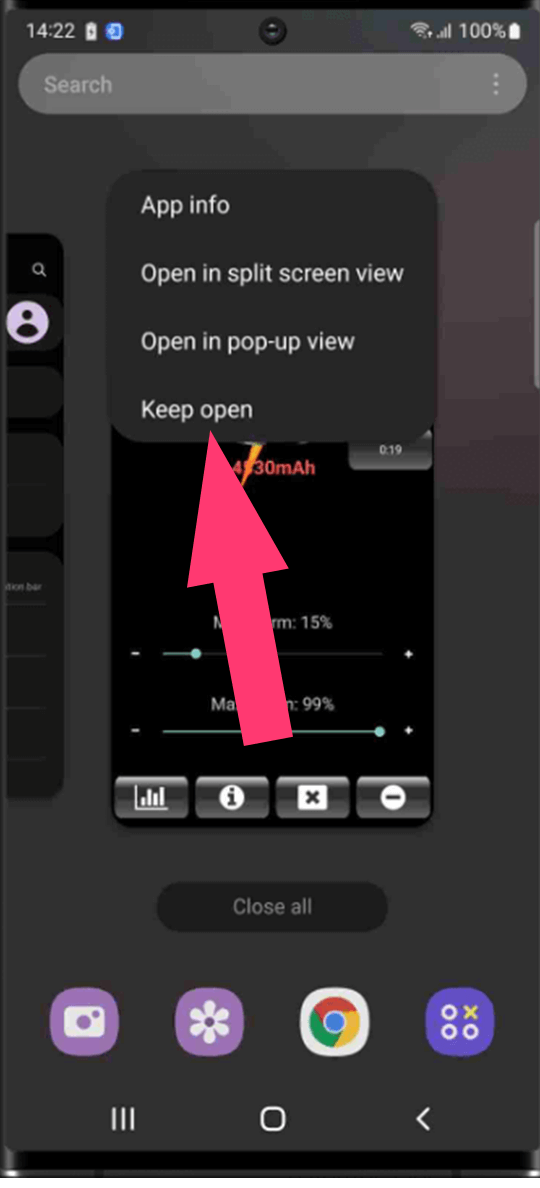 Samsung screenshot for settings